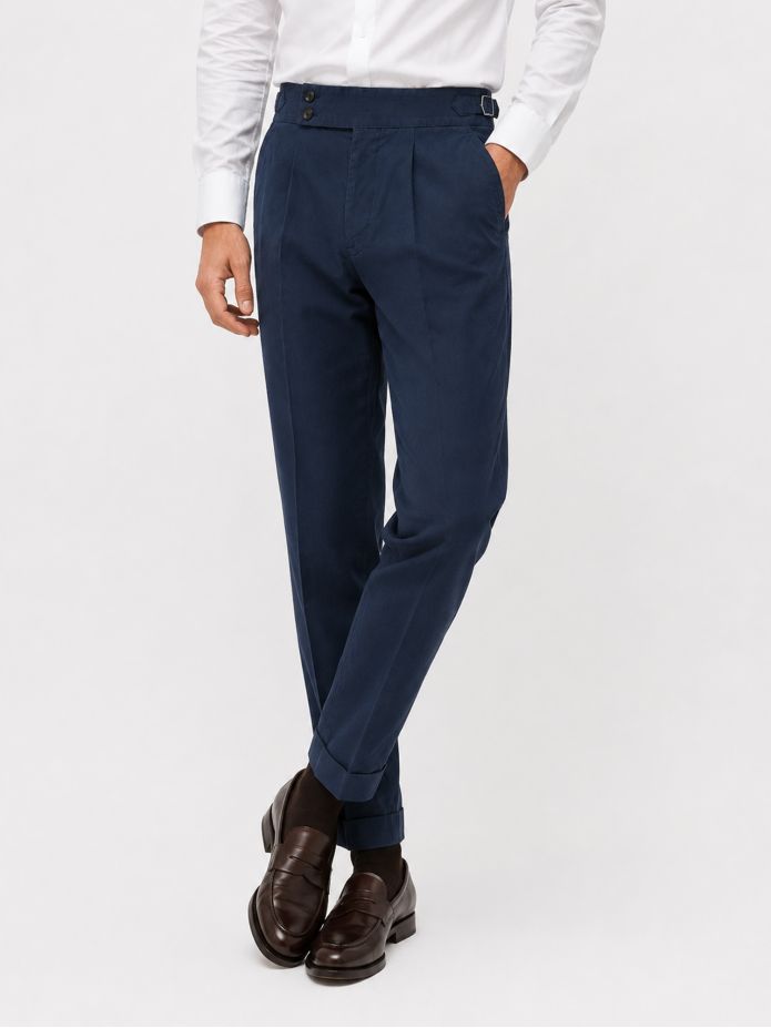 Navy blue pleated trousers - Braga