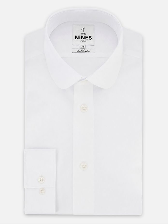 White poplin club collar shirt