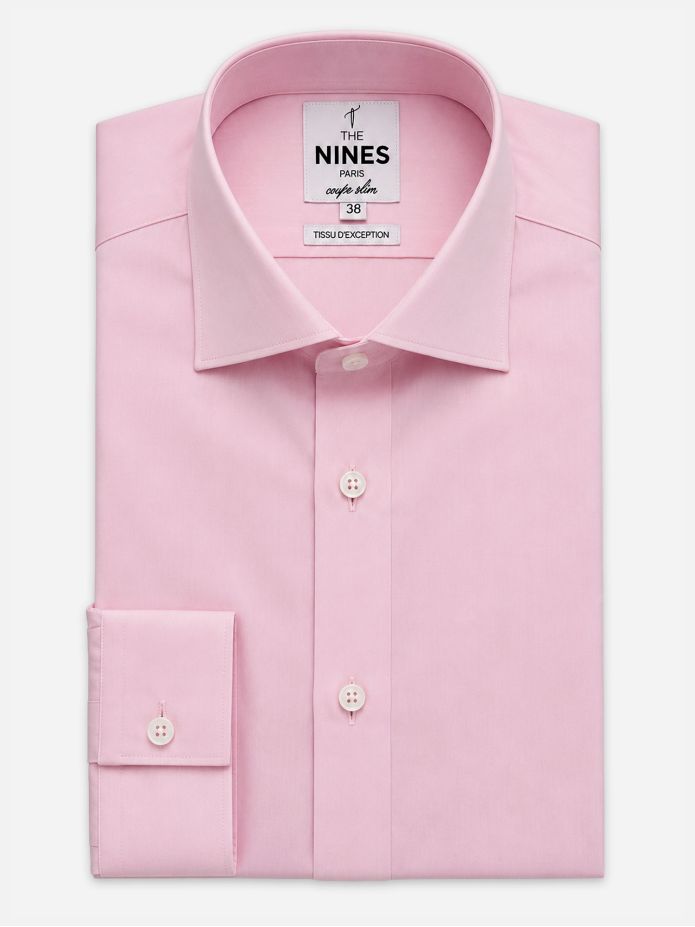 Classic shark collar shirt in pink poplin