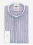 Wrinkle-free light blue shirt with cutaway collar and burgundy stripes
