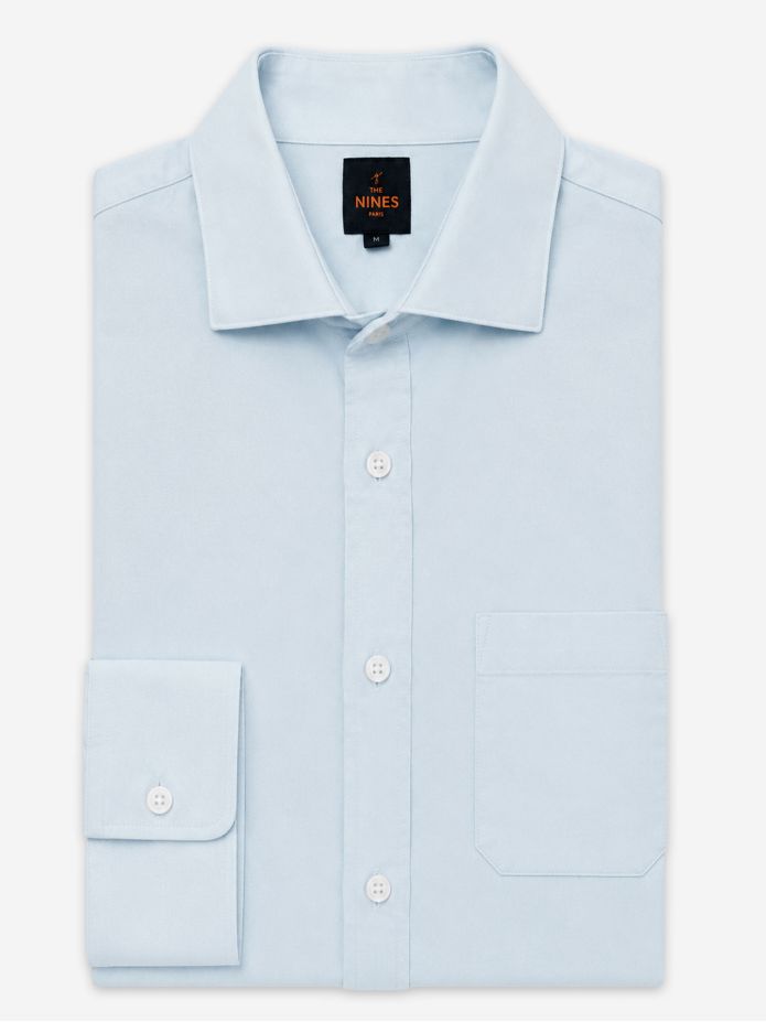 Organic oxford shark collar shirt - Light blue