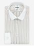 Brown striped wrinkle-free round collar shirt