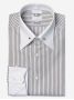 Pin Collar Shirt with Brown and Sky Blue Stripes