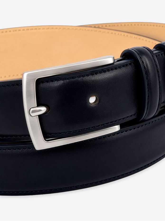 Navy blue leather belt Ugo