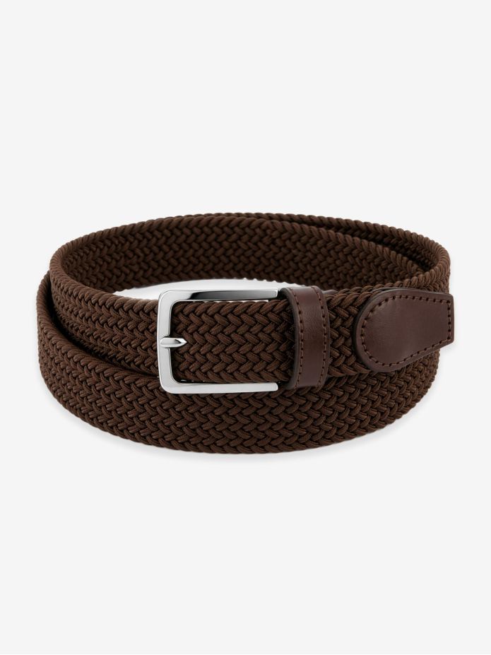Elastic braided belt in dark brown Rob III