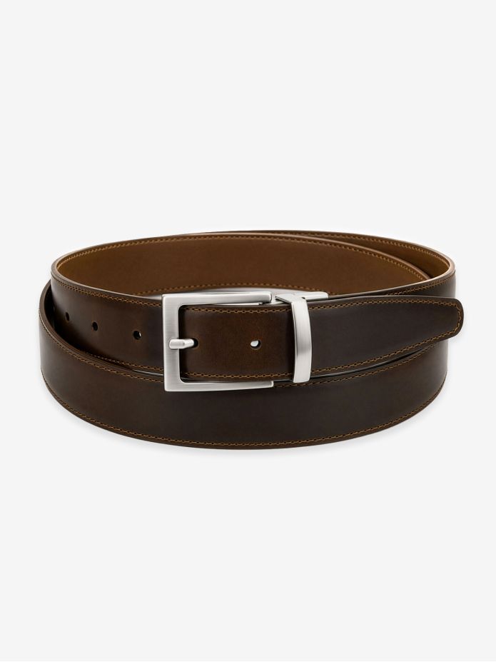 Reversible brown belt in leather and nubuck Clint