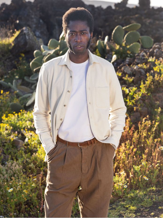 Ecru Cotton Flannel Overshirt