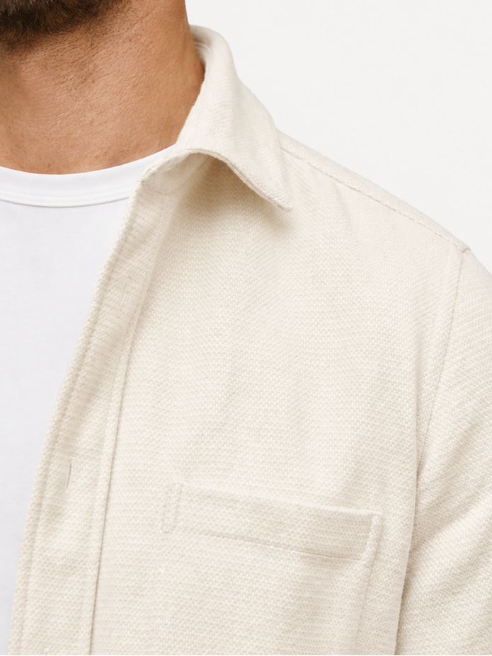 Ecru Cotton Flannel Overshirt