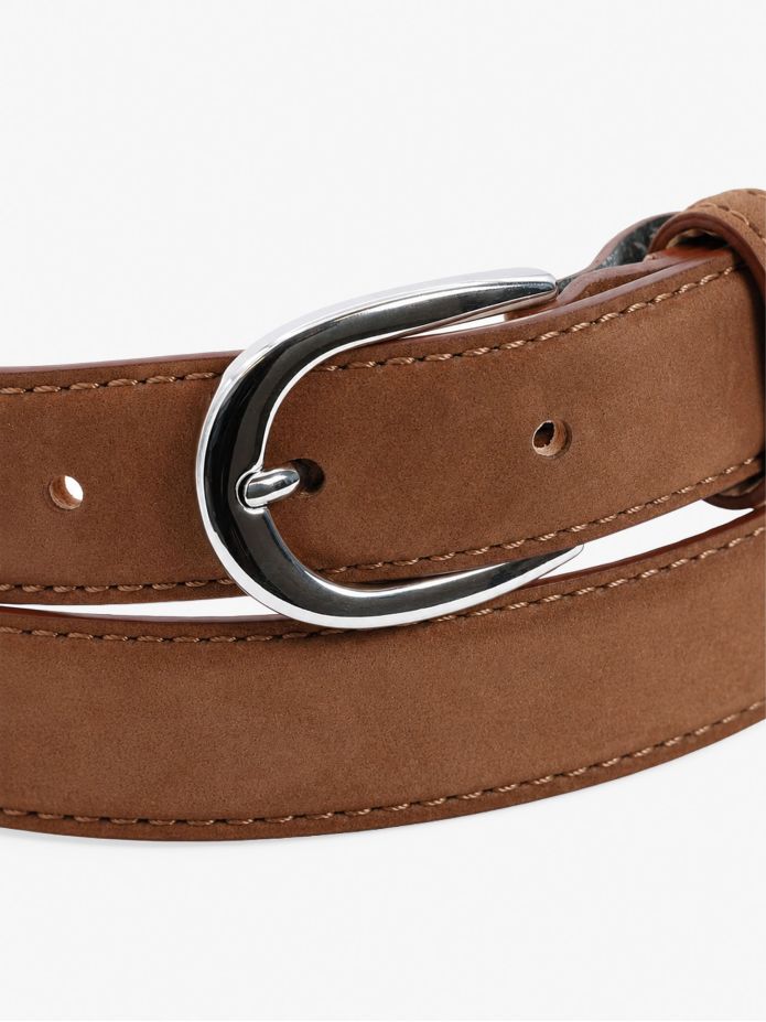 Slim dark brown nubuck belt - Gab
