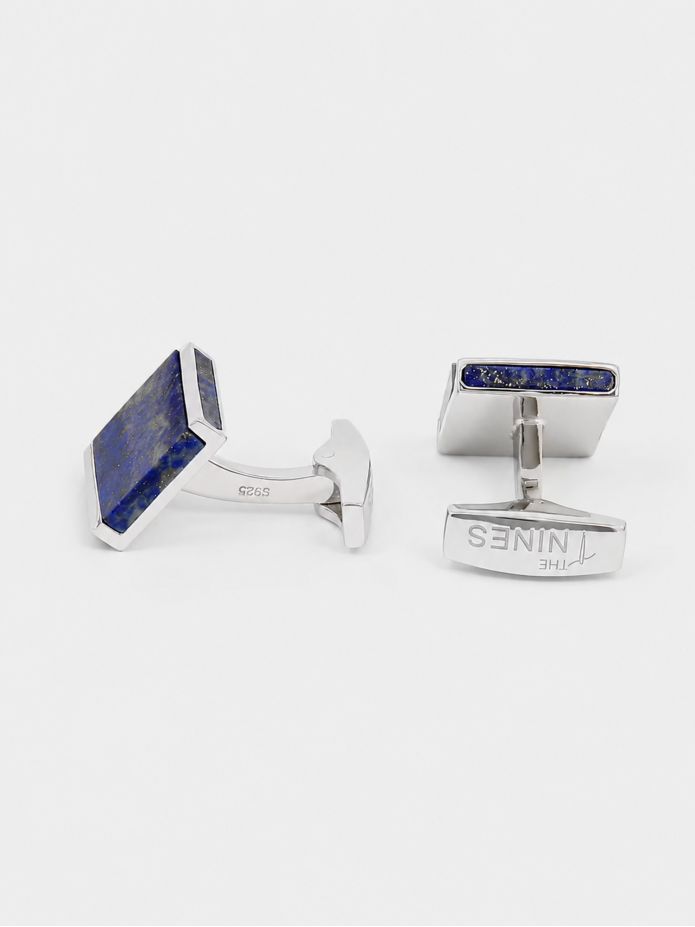 Sterling silver and lapis lazuli squared cufflinks Minkebe