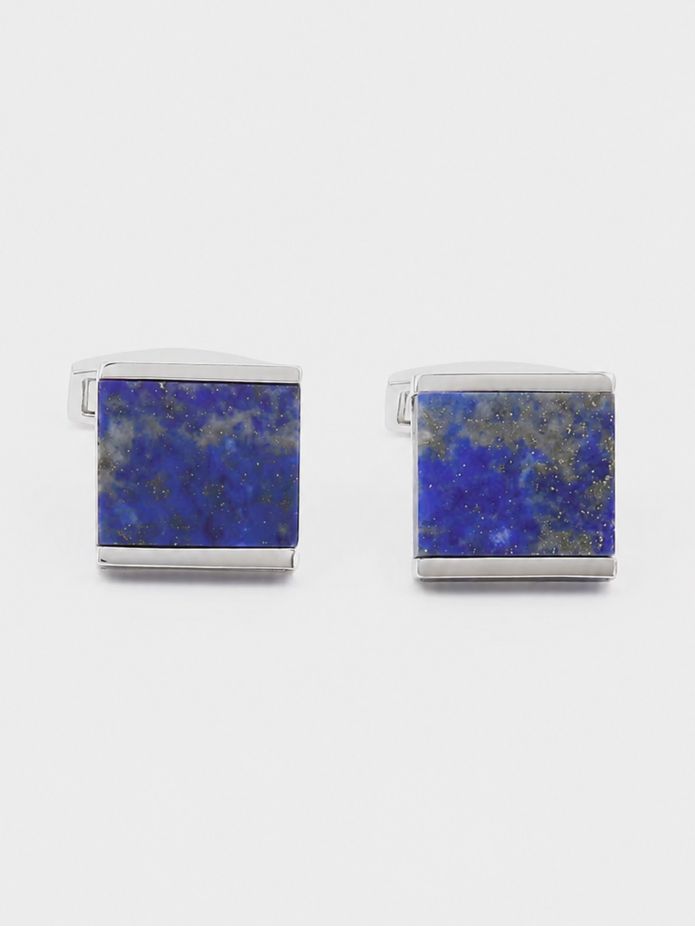 Sterling silver and lapis lazuli squared cufflinks Minkebe