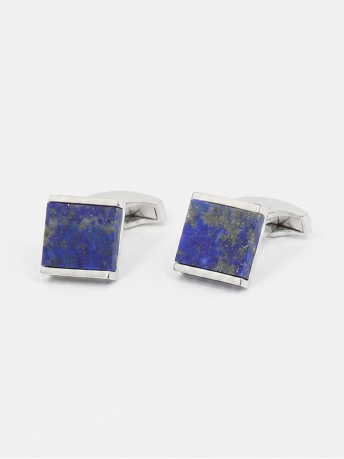 Sterling silver and lapis lazuli squared cufflinks Minkebe