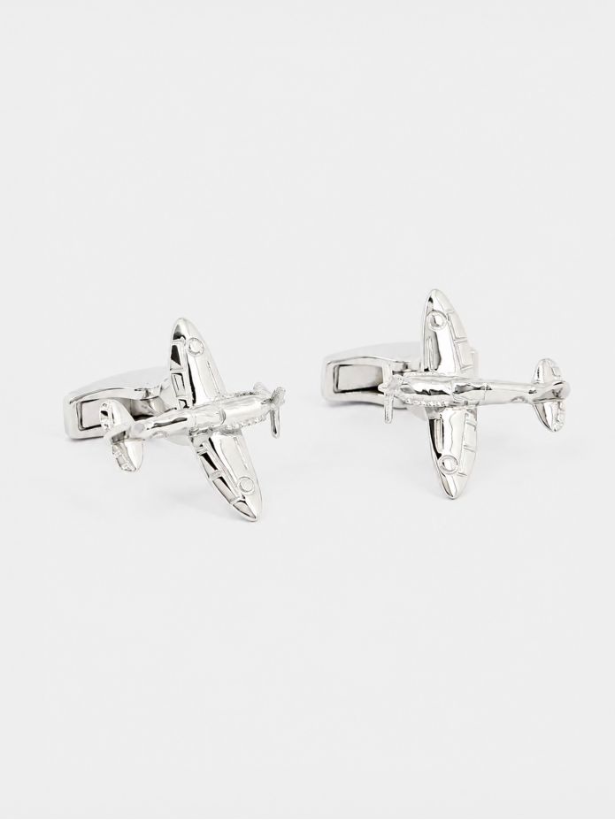 Airplane cufflinks sterling silver Spitfire