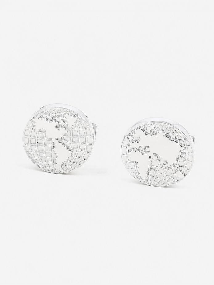 World map sterling silver cufflinks globe trotter