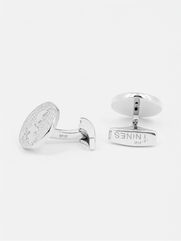 World map sterling silver cufflinks globe trotter