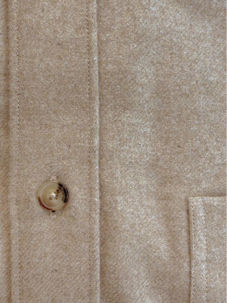 Beige flannel French collar shirt