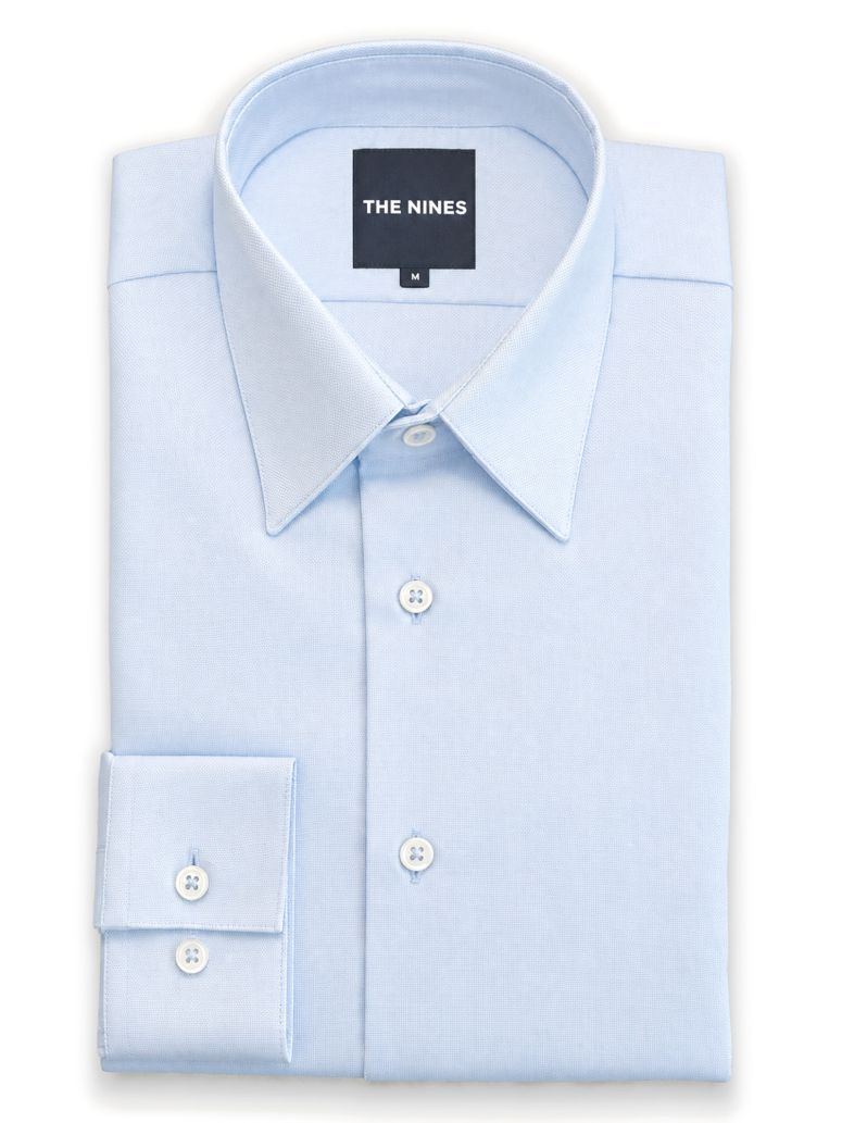 Wrinkle-free French collar shirt in sky blue Royal Oxford