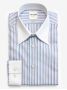 Wrinkle-free French collar shirt with sky blue and purple stripes