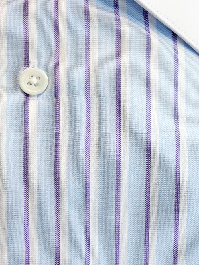 Wrinkle-free French collar shirt with sky blue and purple stripes