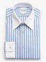 Wrinkle-free French collar shirt with sky blue stripes