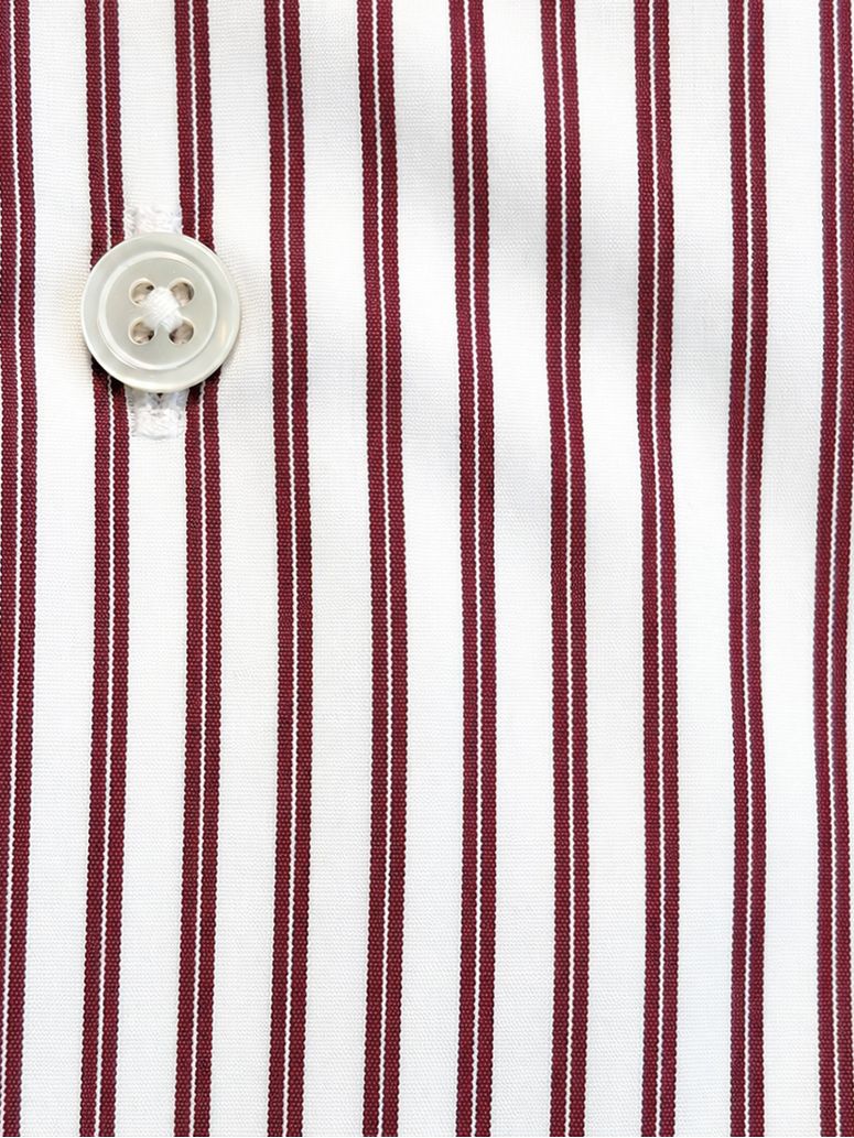 Wrinkle-free Italian collar shirt with burgundy stripes