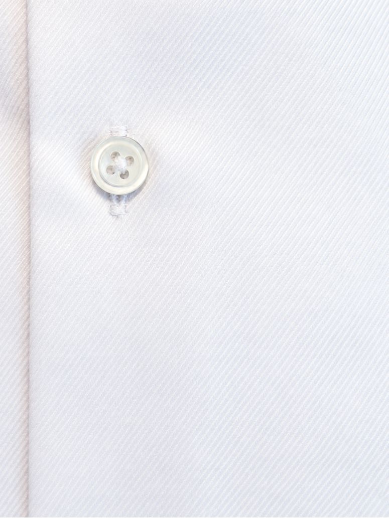 White twill Italian collar shirt with French cuffs