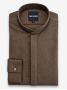 Brown flannel Mao collar shirt