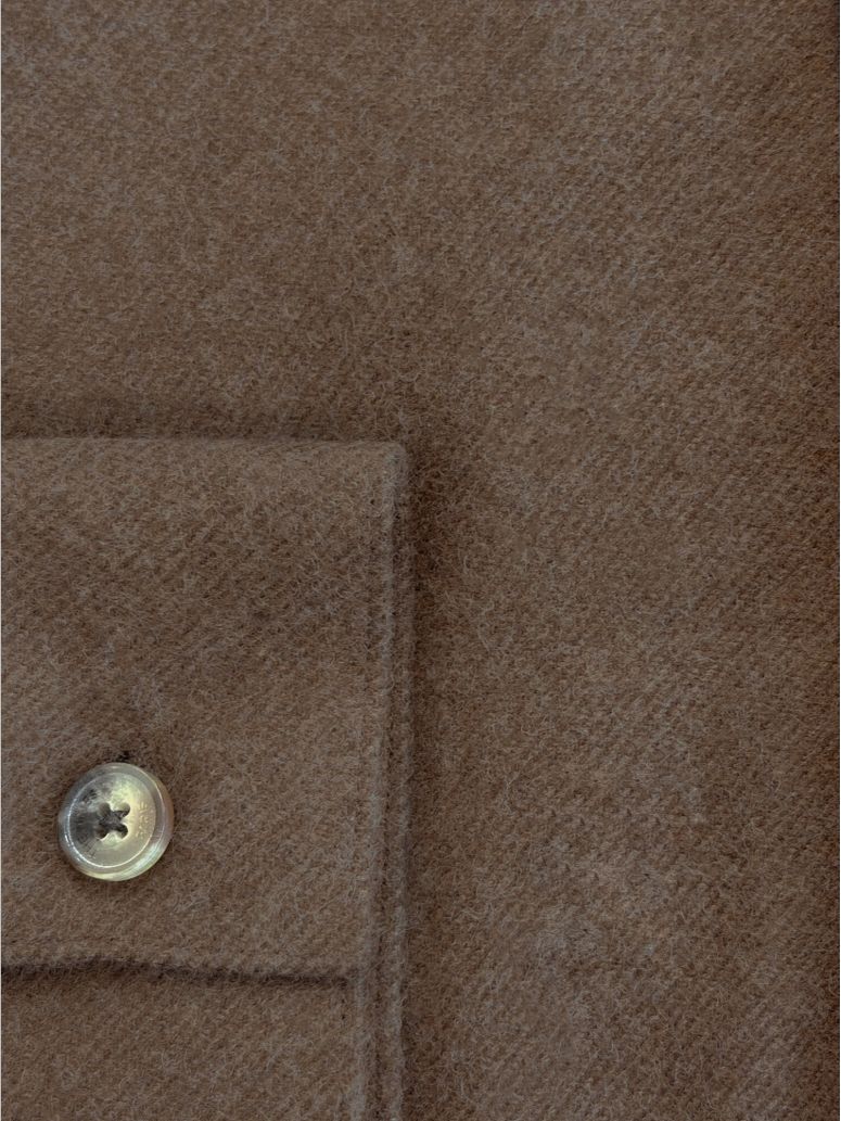 Brown flannel Mao collar shirt