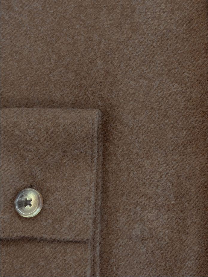Brown flannel Mao collar shirt