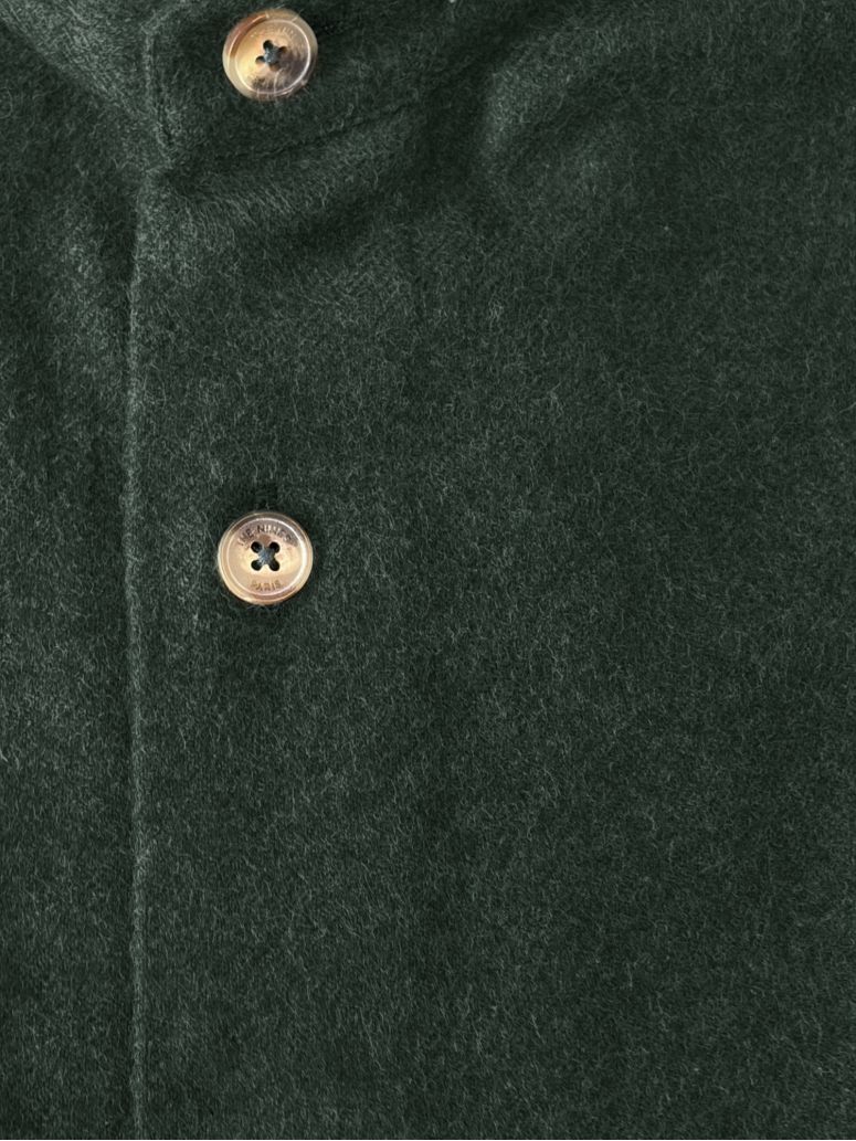 Officer collar shirt in forest green flannel