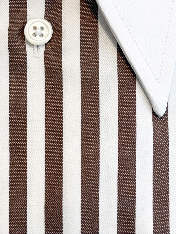 Brown striped pointed collar shirt