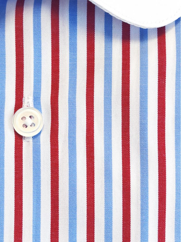 Round-collar shirt with tricolor stripes