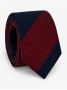 Navy blue grenadine silk tie with burgundy stripes