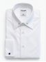 Wrinkle-free white shirt with golden brass pin collar and French cuffs