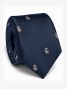 Navy blue silk tie with lion motifs