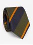 Green silk club tie with wide stripes