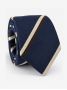 Navy silk club tie with brown and cream stripes