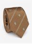 Beige silk tie with coat of arms patterns