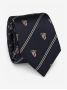 Navy silk tie with coat of arms motifs