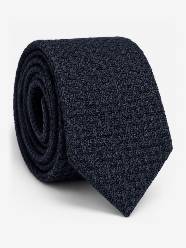 Navy braided wool tie
