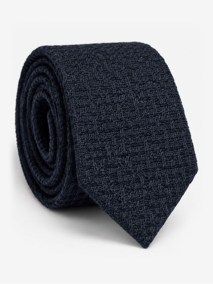 Navy braided wool tie