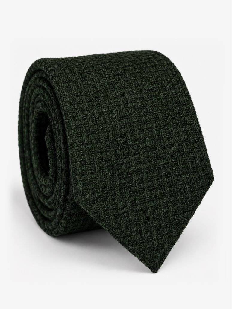 Green braided wool tie