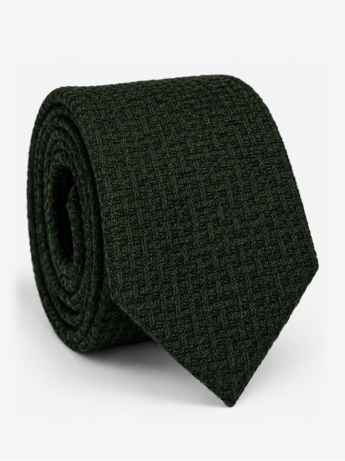 Green braided wool tie