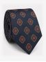 Navy silk tie with retro motifs