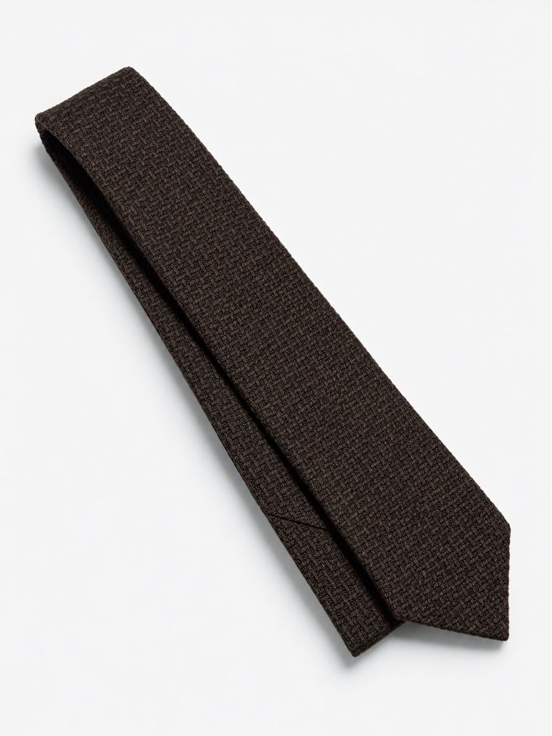 Brown braided wool tie