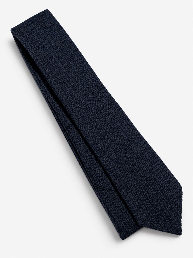 Navy braided wool tie
