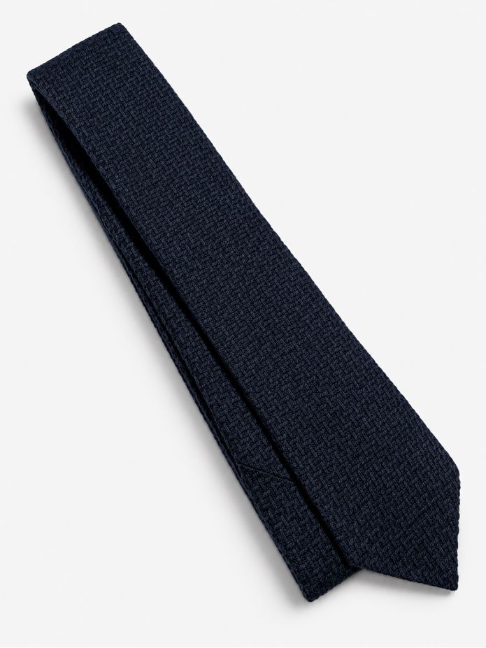 Navy braided wool tie