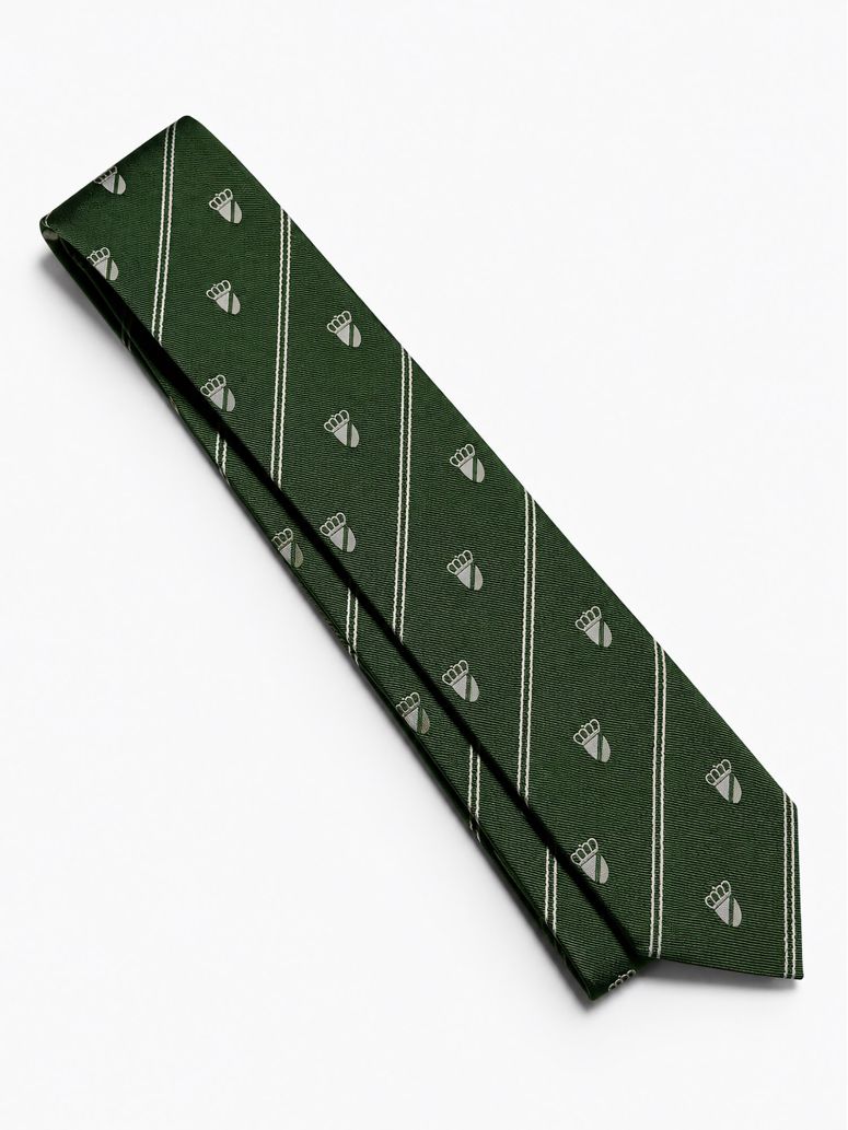 Green silk tie with coat of arms motifs
