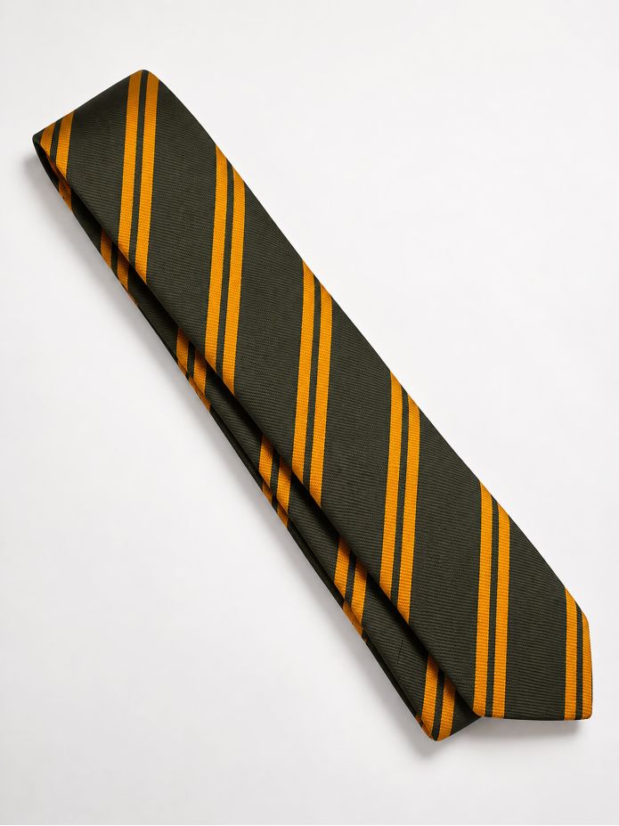 Green silk club tie with double stripes