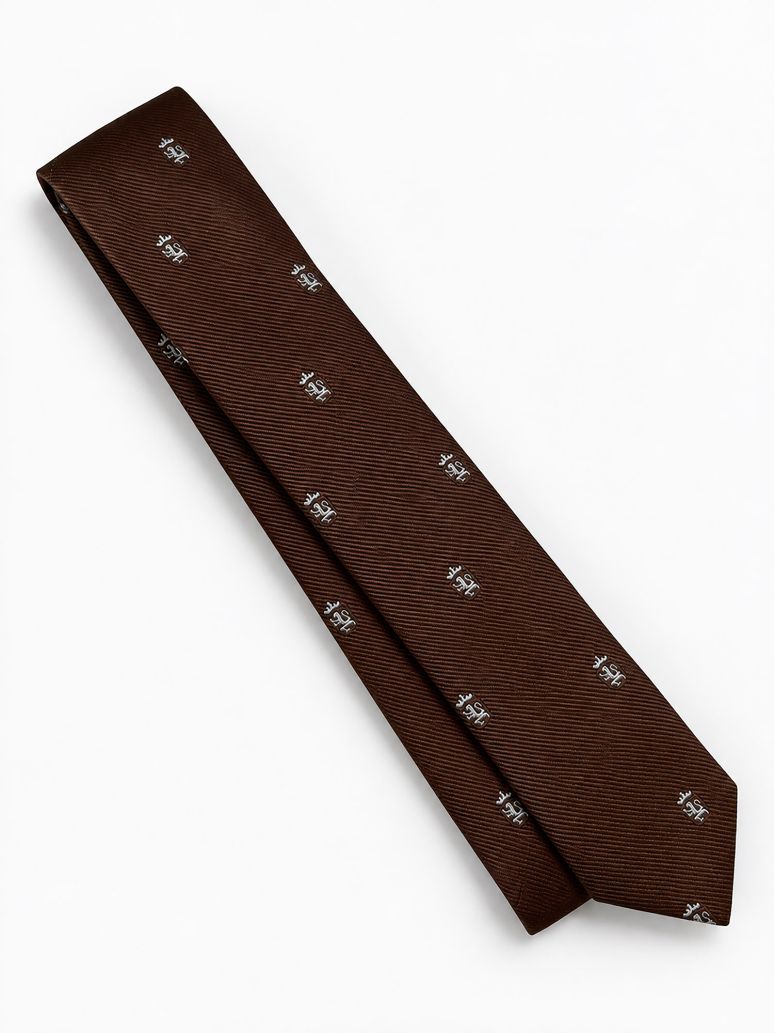 Brown Pocket Square With Lion Pattern